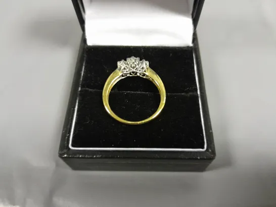 9CT GOLD FLOWER CLUSTER RING SET WITH NATURAL DIAMONDS