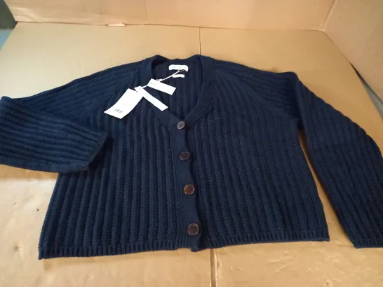 TOAST RIBBED WOOL COTTON CARDIGAN IN NAVY - L