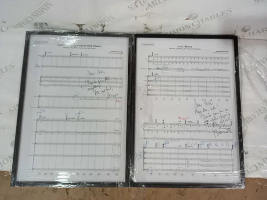 LOT OF 2 FRAMED CONCERT SCORE MANUSCRIPTS W. PERSONALISED MESSAGES