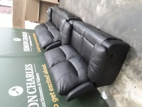 QUALITY TIVOLI BLACK LEATHER MANUALLY RECLINING THREE AND TWO SEATER SOFAS 