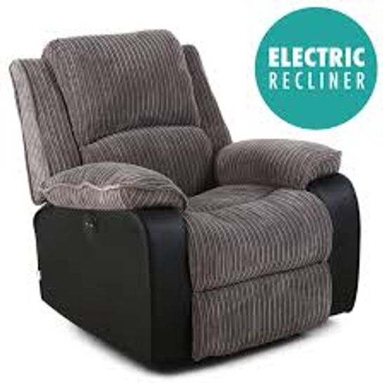 BOXED POSTANA GREY LEATHER & FABRIC POWER RECLINING EASY CHAIR (1 BOX) RRP £379.99