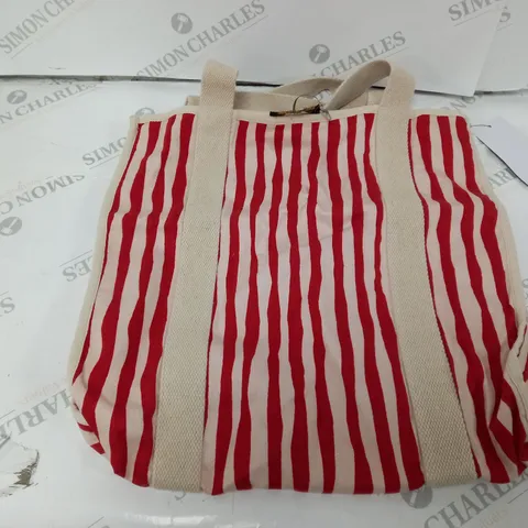 WYSE STRIPED BEACH TOTE BAG - RED/WHITE 