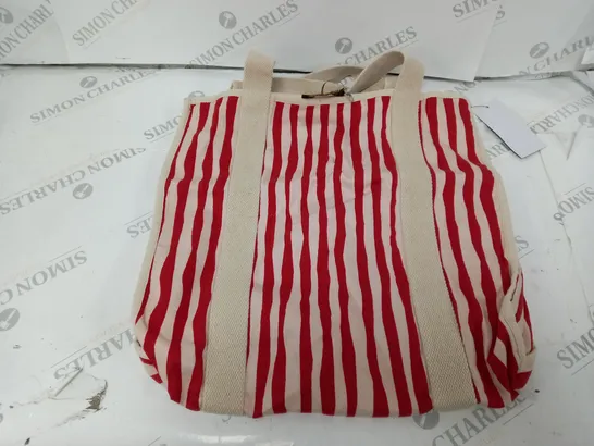 WYSE STRIPED BEACH TOTE BAG - RED/WHITE 