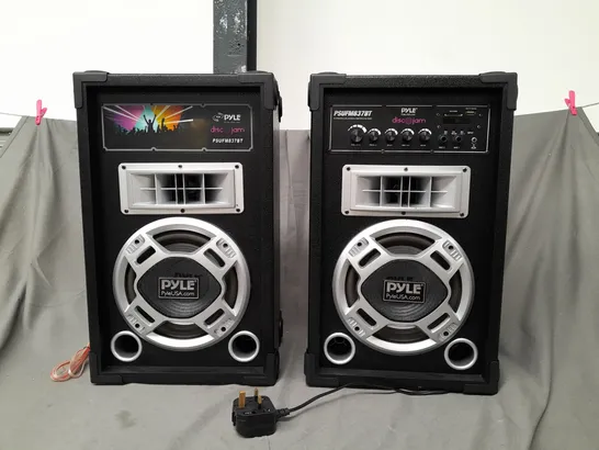 BOXED DISCOJAM PSUFM837BT DUAL 800 WATT POWERED TWO-WAY PA BLUETOOTH SPEAKER SYSTEM