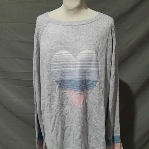 WHITE STUFF OMBRE HEART JUMPER GREY SIZE 16