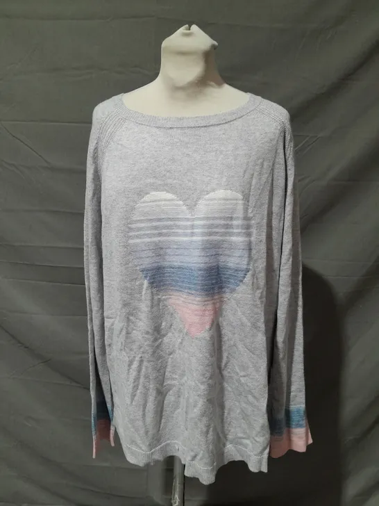 WHITE STUFF OMBRE HEART JUMPER GREY SIZE 16