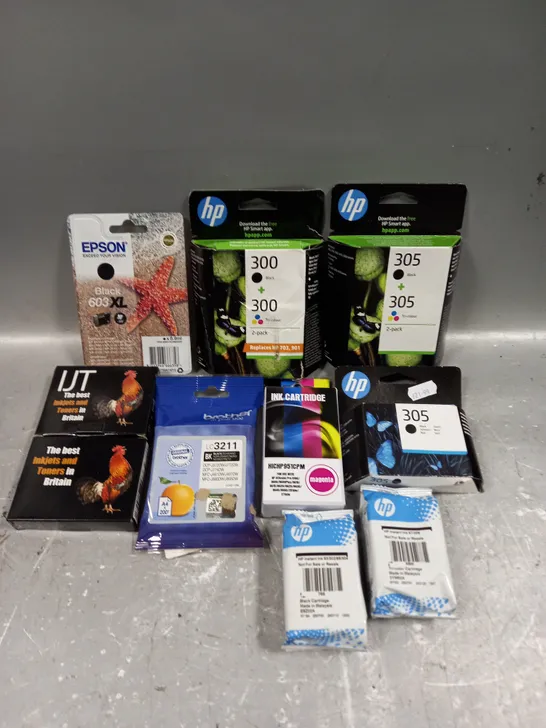 APPROXIMATELY 30 ASSORTED PRINTER INK CARTRIDGES TO INCLUDE HP 300, HP 305, EPSON 603 ETC 