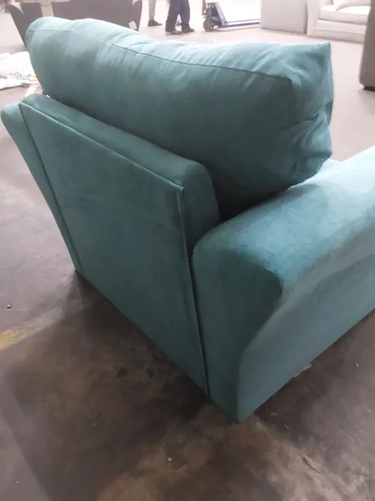 DESIGNER DURY FIXED BACK FABRIC UPHOLSTERED CHAIR - TEAL