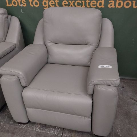 QUALITY ITALIAN DESIGN & MANUFACTURED POWER RECLINING EASY CHAIR GREY LEATHER 