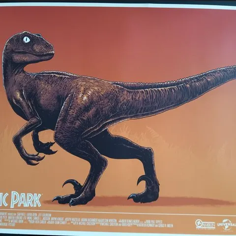 SIGNED JURASSIC PARK SCREENPRINT BY MARK BELL