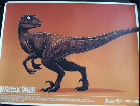 SIGNED JURASSIC PARK SCREENPRINT BY MARK BELL