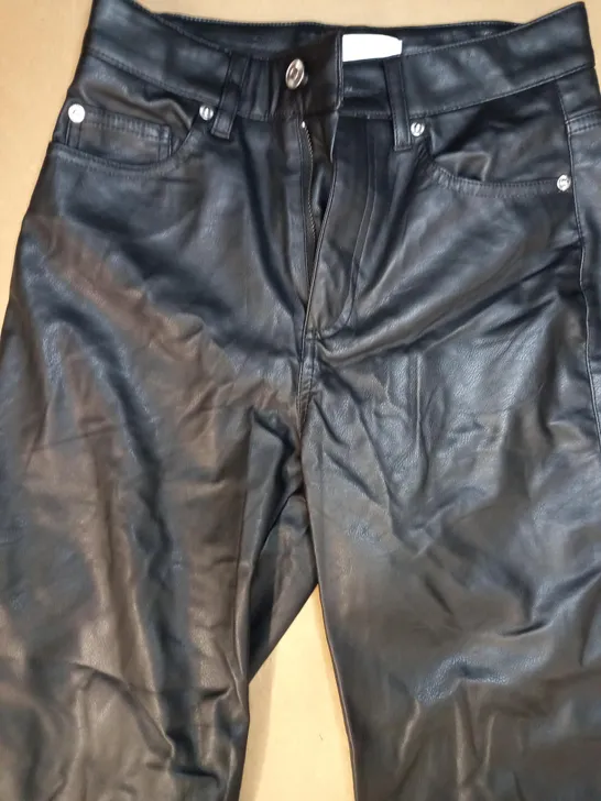 DESIGNER PAIR OF FAUX LEATHER TROUSERS IN BLACK EU SIZE 36