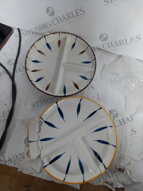 TWO CERAMIC DIVIDED PLATES