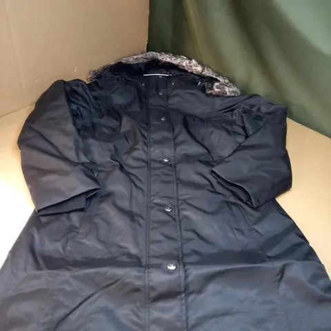 LE MIEUX BLACK LONG WATERPROOF RIDING COAT - SIZE 14