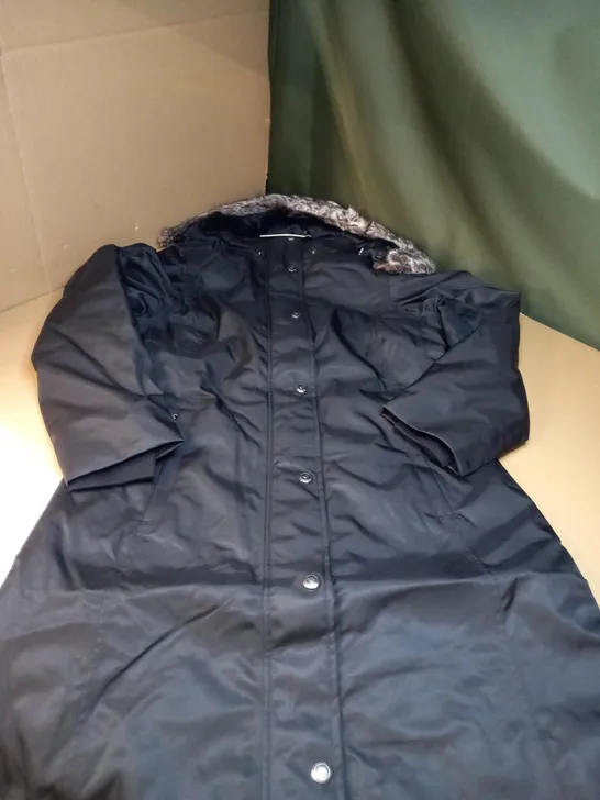 LE MIEUX BLACK LONG WATERPROOF RIDING COAT - SIZE 14