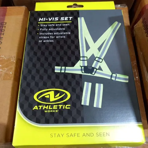 PALLET OF APPROXIMATELY 100 BOXES OF 5 BRAND NEW BOXED ATHLETIC WORKS HI VIS STRAP SET
