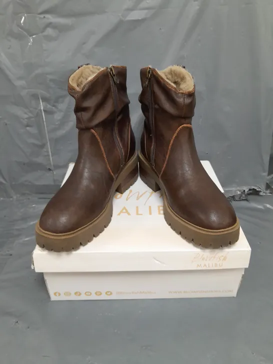 BLOWFISH MALIBU COZY FAUX FUR LINED BOOTS BROWN SIZE 7