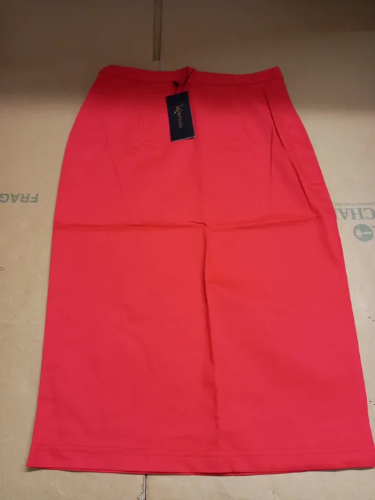 KINTSUGI WOMENS RED PENCIL SKIRT WITH HIDDEN VELCRO OPENING SIZE 10