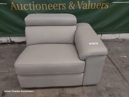 DESIGNER ITALIAN STYLE POWER RECLINING SECTION WITH ADJUSTABLE HEADRESTS LIGHT GREY LEATHER