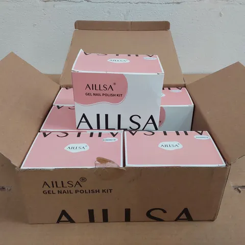 BOX OF APPROXIMATELY 6X AILLSA GEL NAIL POLISH KITS - APPROXIMATELY 6X 8ML NAIL POLISH PER KIT (1 BOX)