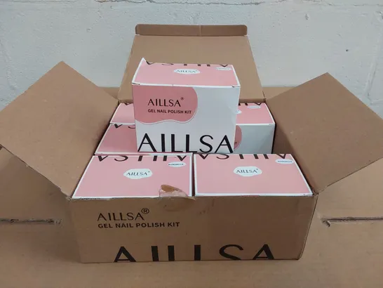 BOX OF APPROXIMATELY 6X AILLSA GEL NAIL POLISH KITS - APPROXIMATELY 6X 8ML NAIL POLISH PER KIT (1 BOX)