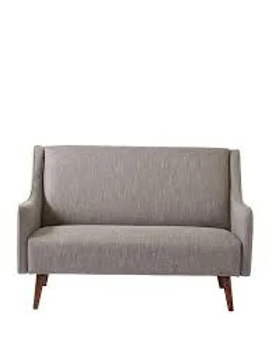 BOXED CLUB LIGHT GREY FABRIC TWO SEATER SOFA