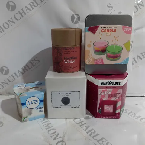 BOX OF 10 ASSORTED ITEMS TO INCLUDE - FEBREEZE COTTON FRESH - SOAP GLORY BERRY CANDLE - FIELDDAY WINTER ECT