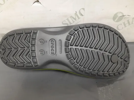 PAIR OF CROCS CROCBAND FLIP FLOPS IN GREY/LIME UK SIZE M8/W9