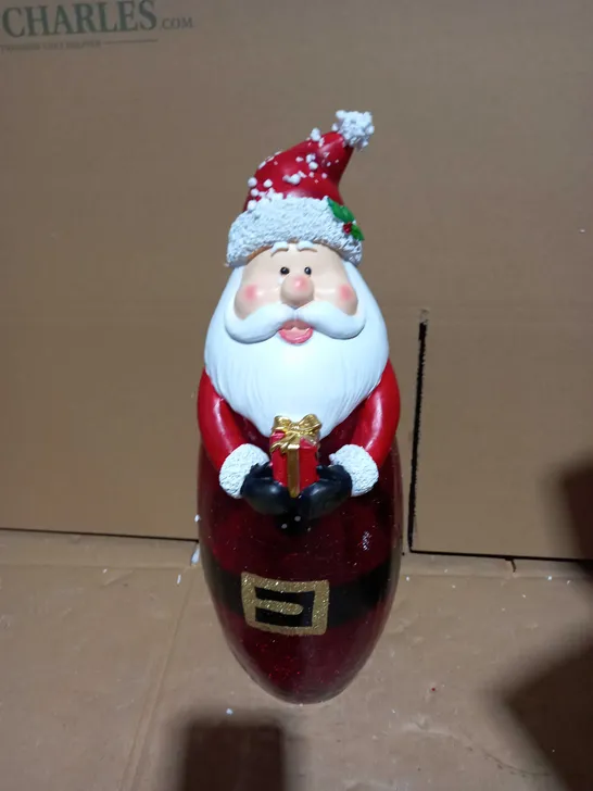 FESTIVE PRE-LIT LARGE GLASS CHRISTMAS CHARACTER - SANTA