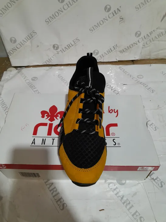 BOXED RIEKER TRAINERS YELLOW, BLACK AND WHITE SIZE 8.5