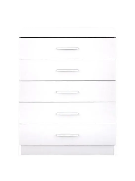 BOXED PANAMA 5 DRAWER CHEST - WHITE (1 BOX) - COLLECTION ONLY RRP £139