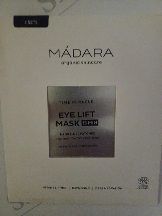 LOT OF 8 MADARA ORGANIC SKINCARE TIME MIRACLE EYE LIFT MASK HYDRA-GEL PATCHES 