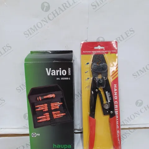 LOT TO CONTAIN 2 X ASSORTED DIY TOOLS, INCLUDES A HAND CRIMPING TOOL