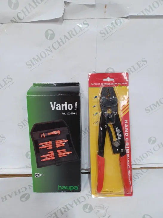 LOT TO CONTAIN 2 X ASSORTED DIY TOOLS, INCLUDES A HAND CRIMPING TOOL