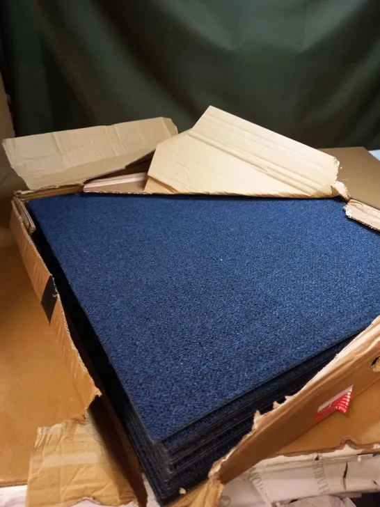 BOX OF NAVY BLUE CARPET TILES