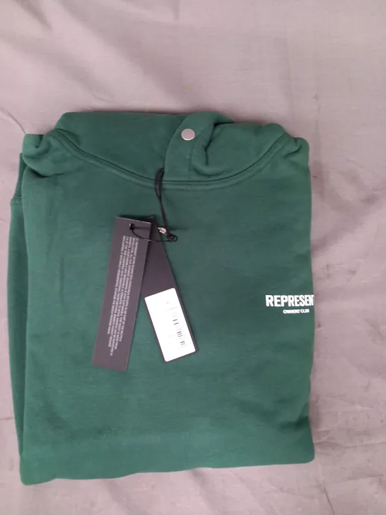 REPRESENT OWNERS CLUB HOODIE IN RACING GREEN SIZE L