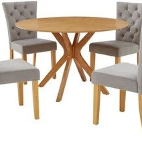 BOXED STARBURST SET WITH 4 DINING CHAIRS - OAK/GREY (BOX 1 OF 3 ONLY)