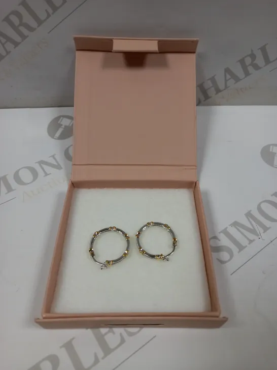 DIAMONIQUE LADIES SILVER/GOLD STYLE HOOP EARRINGS 