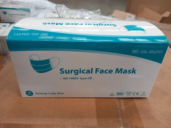 PALLET OF APPROXIMATELY 19 BOXES OF TWENTY CASES OF SURGICAL FACE MASKS EN 14683 TYPE IIR APPROXIMATELY 50 PER CASE