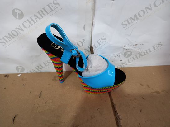 PAIR OF PLEASER MULTICOLOURED HIGH HEELS SIZE 