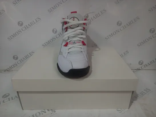 BOXED PAIR OF NIKE JUMPMAN TWO TREY SHOES IN WHITE/RED/BLACK UK SIZE 7