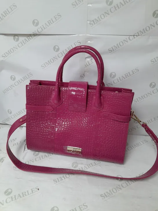 JULIEN MACDONALD FAUX SNAKESKIN HANDBAG IN HOT PINK WITH GOLD DETAILS