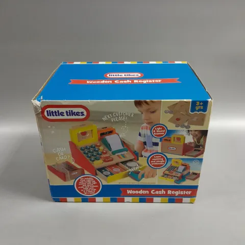 BOXED LITTLE TIKES WOODEN CASH REGISTER