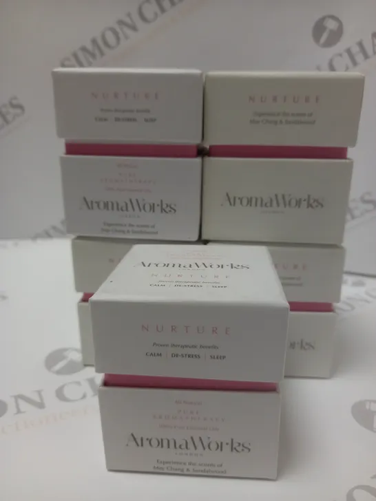 BOX OF 5 AROMAWORKS NURTURE SMALL CANDLES  - MAY CHANG & SANDALWOOD 