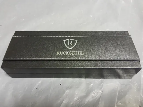 RUCKSTUHL STAINLESS STEEL HAND ASSEMBLED LUXURY PEN WITH BLACK & ROSE GOLD COLOUR CASE