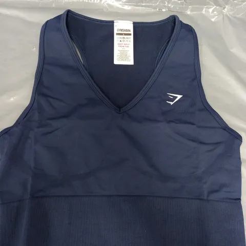 GYMSHARK EVERYDAY SEAMLESS CROP TANK IN NAVY - LARGE