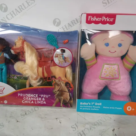 BOX OF APPROXIMATELY 20 ASSORTED TOYS AND GAMES TO INCLUDE FISHER-PRICE BABY'S 1ST DOLL, DREAMWORKS SPIRIT PRUDENCE GRANGER & CHICA LINDA, ETC