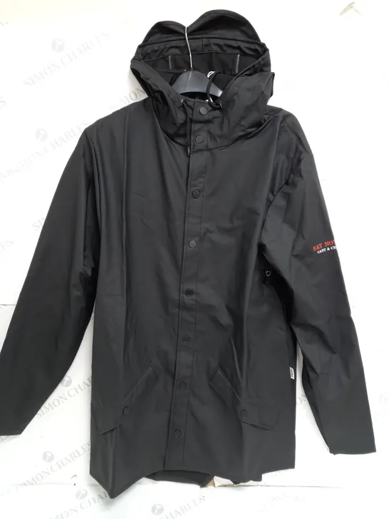 RAINS BLACK WATERPROOF COAT SIZE S