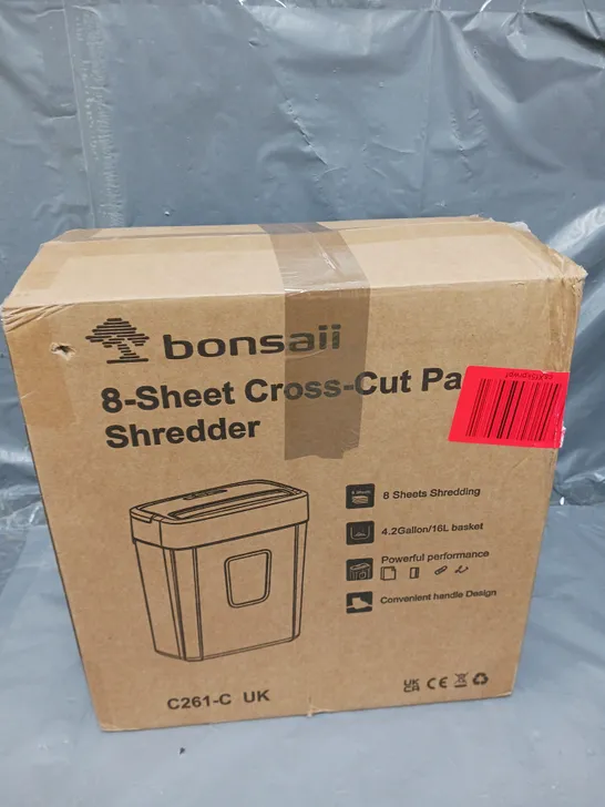 BOXED BONSAII 8-SHEET CROSS-CUT PAPER SHREDDER