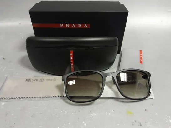 PRADA LINEA ROSSA BLACK FRAMED GLASSES IN CASE